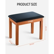 Donner Piano Bench with Storage, Solid Wood Keyboard Bench Piano Bookcase Stool Chair Seat with High-Density Suede Cushion
