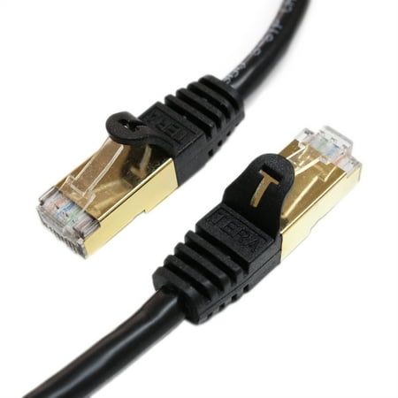 Tera Grand - Premium CAT7 Double Shielded 10 Gigabit 600MHz Ethernet Patch Cable for Modem Router LAN Network - Built with Gold Plated & Shielded RJ45 Connectors, 3 Feet