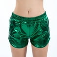 thumbnail image 3 of Fashion Women High Waist Yoga Sport Pants Shorts Shiny Metallic Pants Leggings, Green Size: S-2Xl, 3 of 6