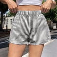 thumbnail image 6 of Women's Striped Print Shorts High Waisted Elastic Waist Wide Leg Loose Casual Shorts S, 6 of 9