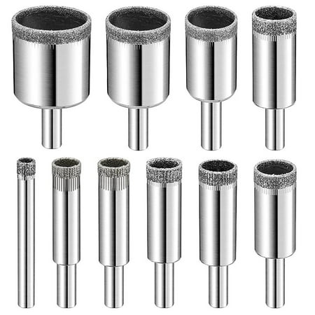 

Diamond Drill Bit Set 10 PCS Diamond Hole Saw Kit For Tiles Ceramics And Glass Bottles