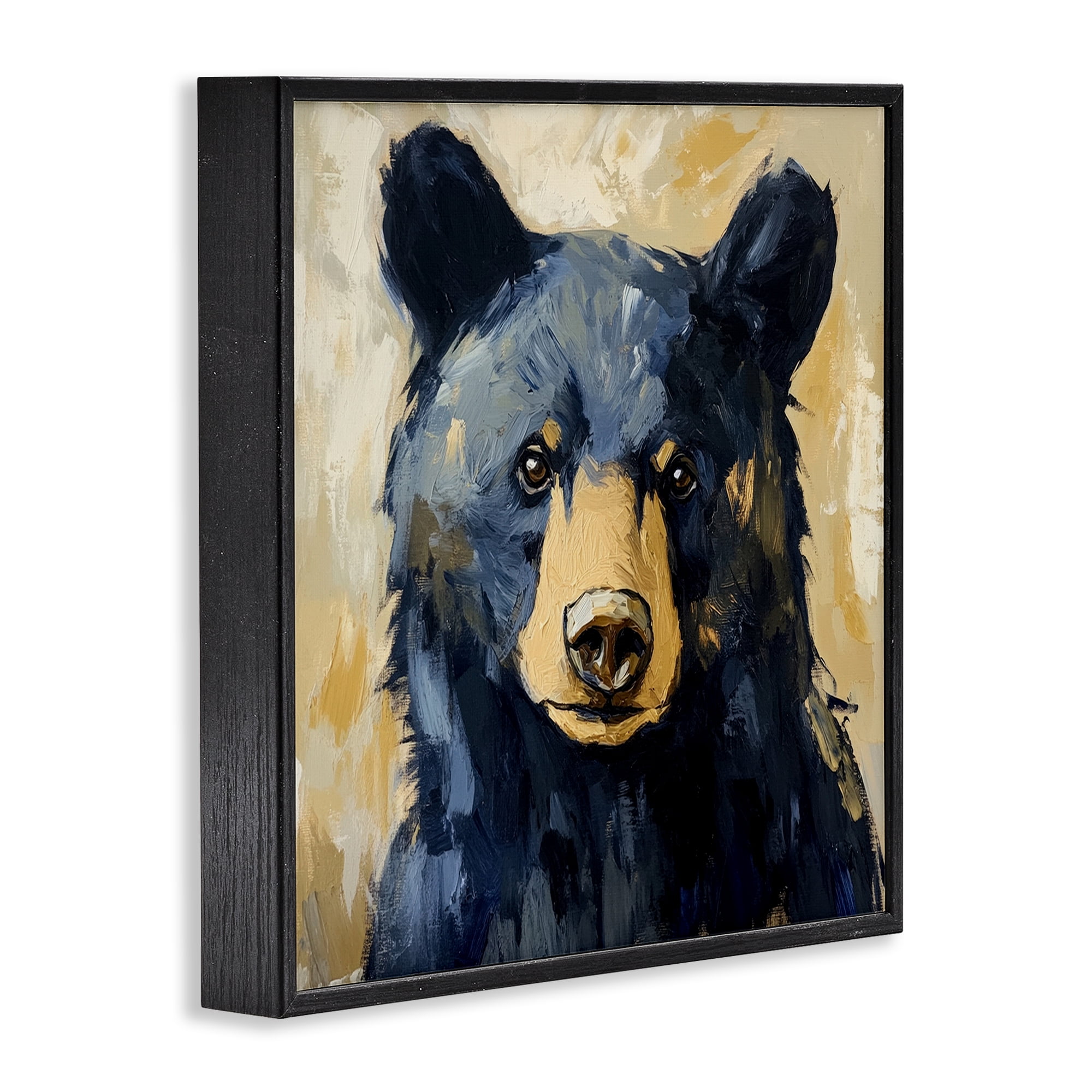 Stupell Industries Big Bear with Brushstrokes Black Framed Giclee Art, design by Petal Prints Design