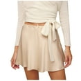 thumbnail image 2 of OSFVNOXV Satin Skirts for Women High Waist Silk Skirt Elastic Waistband A-Line Mini Skirt for Dating Cocktail Wedding Party, 2 of 7