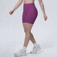 thumbnail image 6 of Ice Feel Breathable Friendly Tight High Waist Yoga Shorts For Running Workout Fitness Compression Wicking Seamless Lightweight Summer Stretch, S, Dark Purple, 6 of 8