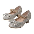 thumbnail image 3 of Quealent Girls Dress Shoes Mary Jane Wedding Party Shoes Glitter Bridesmaids Princess Heels Silver for Size 13.5, 3 of 9