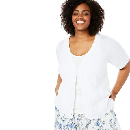 - Woman Within Plus Size Cool Cotton Cardigan Sweater