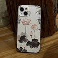 thumbnail image 2 of Chinese Style Ink Wash Painting Lotus Bamboo Soft Phone Case Compatible with iPhone Case (White,iPhone 11), 2 of 6