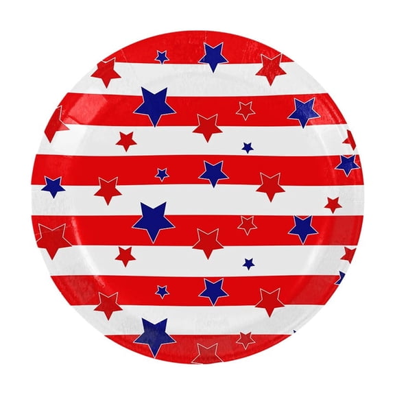 Hvmvliv 25 Count Disposable Paper Plates 7x7 Inch Red White Blue Patriotic Pattern for 4th of July Independence Day Party Picnic BBQ Banquet