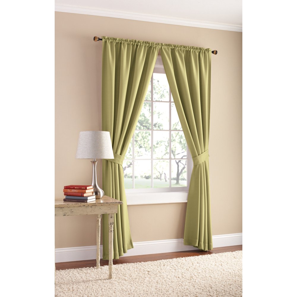 Mainstays Textured Curtain, Green 95 inch, Set of (2) Walmart