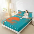 thumbnail image 4 of jejeloiu American Rugby Ball Queen Sheet Sets,Orange Cyan Bed Set For Boys Kids 4 Pieces, 4 of 7
