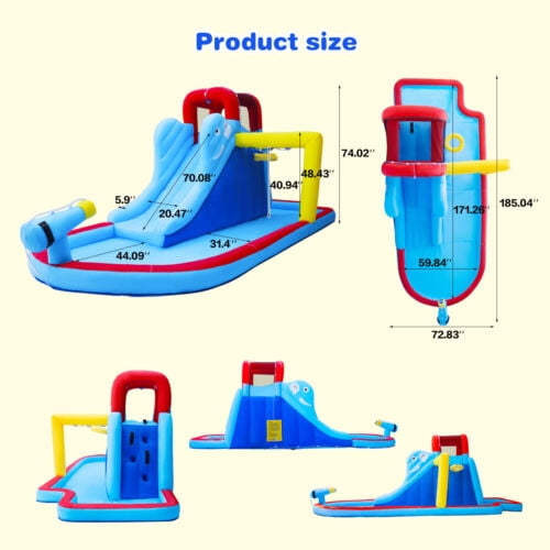 JOYLDIAS Kids Inflatable Bounce House Water Slide Backyard Toys with Splash Pool,Climbing Wall,Air Blower,Water Guns