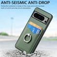 thumbnail image 6 of Allytechgroup Cards Holder Wallet Case for Apple Google Pixel 6, PU Leather Slim Fit Shell Vintage Cards Slots Ring Holder Stand Easy Grip Phone Case for Google Pixel 6, Green, 6 of 7