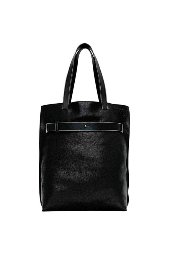 Pre-Owned Loewe Tote Bag with Strap Vertical, f-24658, Black Anagram Leather, 061803,... (Good)