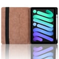 thumbnail image 3 of Elastic Band PU Leather Case for iPad mini 7th Gen (A17 Pro) 2024 / mini 6th Gen 8.3" 2021 with Pencil Holder, Smart Folio Cover Adjustable Stand - Auto Wake/Sleep and Multiple View Angles, Brown, 3 of 8