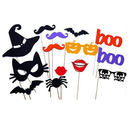14pcs Novelty Halloween Photo Booth Props On A Stick Mask Mustache Hat for Wedding Birthday Christmas Party Favors