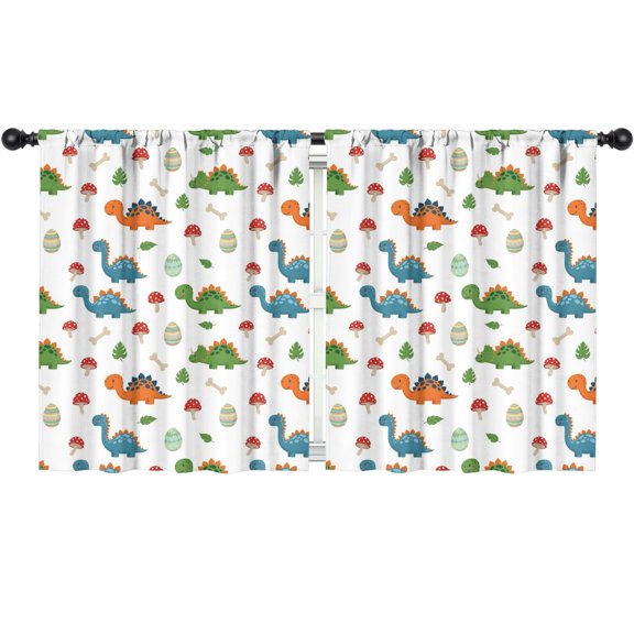 Blackout Kids Curtains,Colorful Dinosaurs Mushrooms Pattern Childrens Insulated Curtains Set Of 2,Bedroom Essentials,Toddler Room Decor 52"x63"