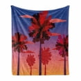 thumbnail image 1 of Abstract Soft Flannel Fleece Blanket, Contemporary Style Tropical Trees Clouds and Sunset Ombre Effect Exotic Skyscape, Cozy Plush for Indoor and Outdoor Use, 50" x 70", Multicolor, by Ambesonne, 1 of 5