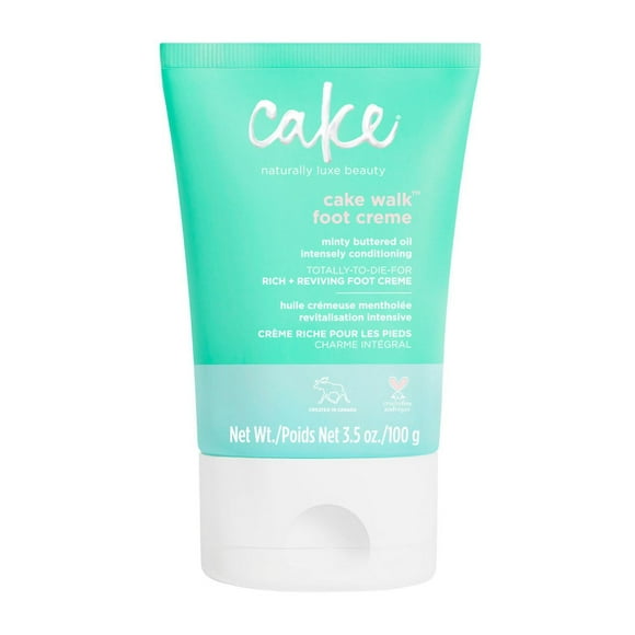 Cake Beauty Nourishing Foot Cream, The Cake Walk - Nourishes, Conditions & Soothes Tired Heels and Feet - Rich & Reviving Triplemint Scent - Cocoa Butter, Almond & Avocado Oil -3.4 Fl Oz