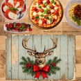 thumbnail image 2 of JOOCAR Rustic Deer with Red Bow and Pine Garland Design Linen Table Mats Set of 4 for Home Kitchen Table Decor 12x18 inch, 2 of 5