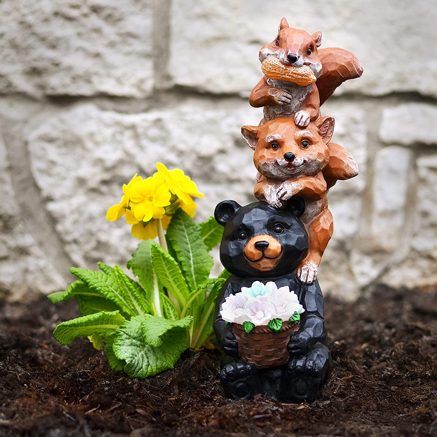 VP Home Woodland Friends Bear Fox Squirrel Solar Powered LED Outdoor Decor Garden Light 