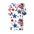 thumbnail image 4 of breaise 4th of July Shirts for Women Summer Patriotic USA Flag Graphic Tshirts Elegant Short Sleeve Tees Comfortable V Neck Buttons Blouses Tops Plus Size Blouses for Women, 4 of 5