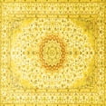 thumbnail image 1 of Ahgly Company Machine Washable Indoor Square Medallion Yellow Traditional Area Rugs, 6' Square, 1 of 4