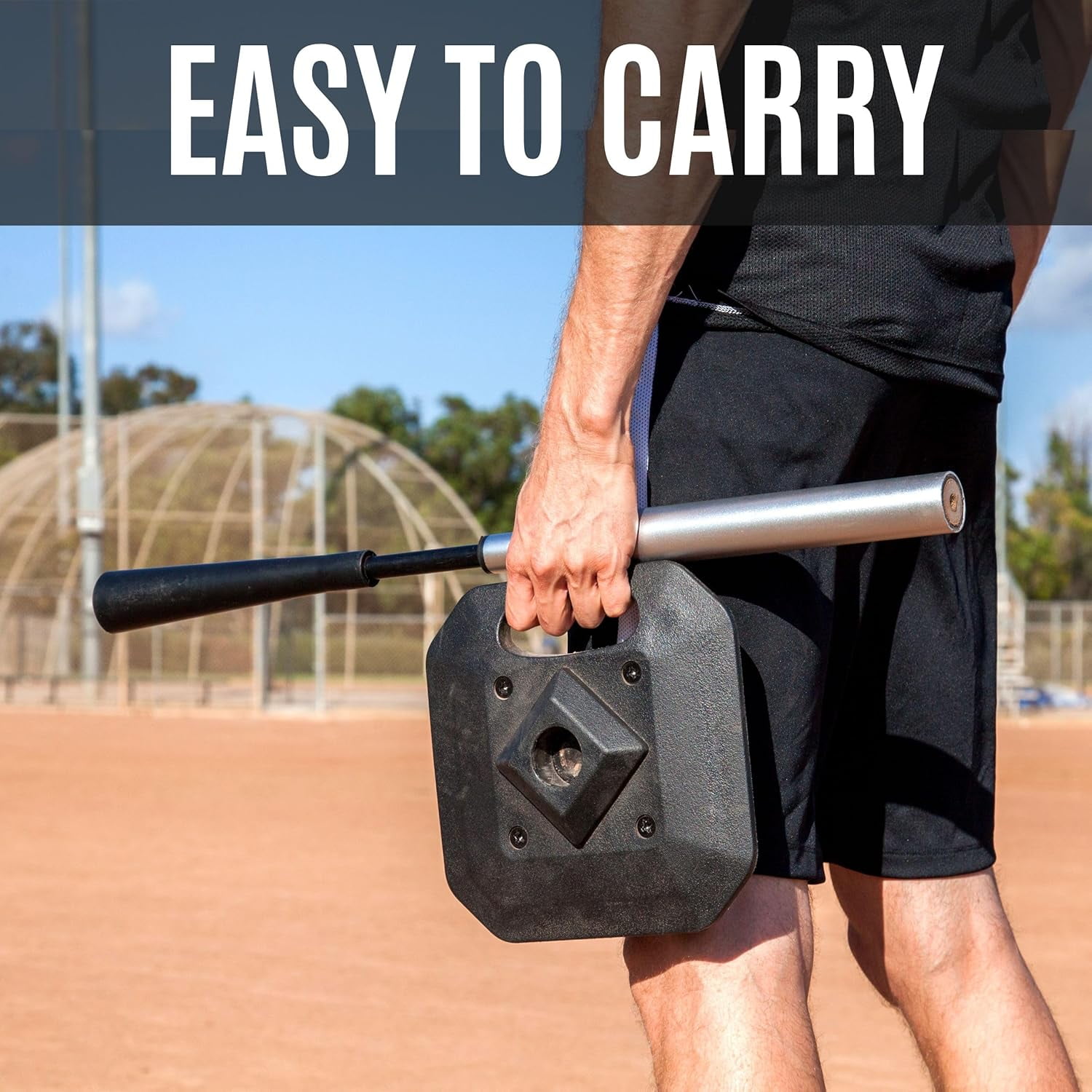 QUICKPLAY PRO Baseball Tee | Super Stable 8lb Weighted Base & Replaceable Top | Pro-Grade Baseball Softball Portable Batting Tee
