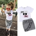 thumbnail image 3 of ITFABS Girls Summer Clothes Set Short Sleeve T-shirt + Gray Ruffle Mini Skirts, 3 of 5