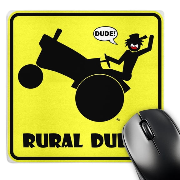 3dRose, RURAL DUDE tractor wheelie yellow sign 1, MousePad