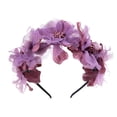 thumbnail image 3 of Baby Girls Flower Cluster Headband Soft Lace Cloth Floral Head Wear for Wedding Party Cute Flower Hair Band for Toddlers Flower Girls,Purple, 3 of 4