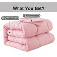 thumbnail image 6 of YEPCLUB 3-Piece Full Size Comforter Set, Pink Down Alternative Reversible Bedding Set, All-Season Quilted Soft Comforter with Pillowcases, 6 of 7