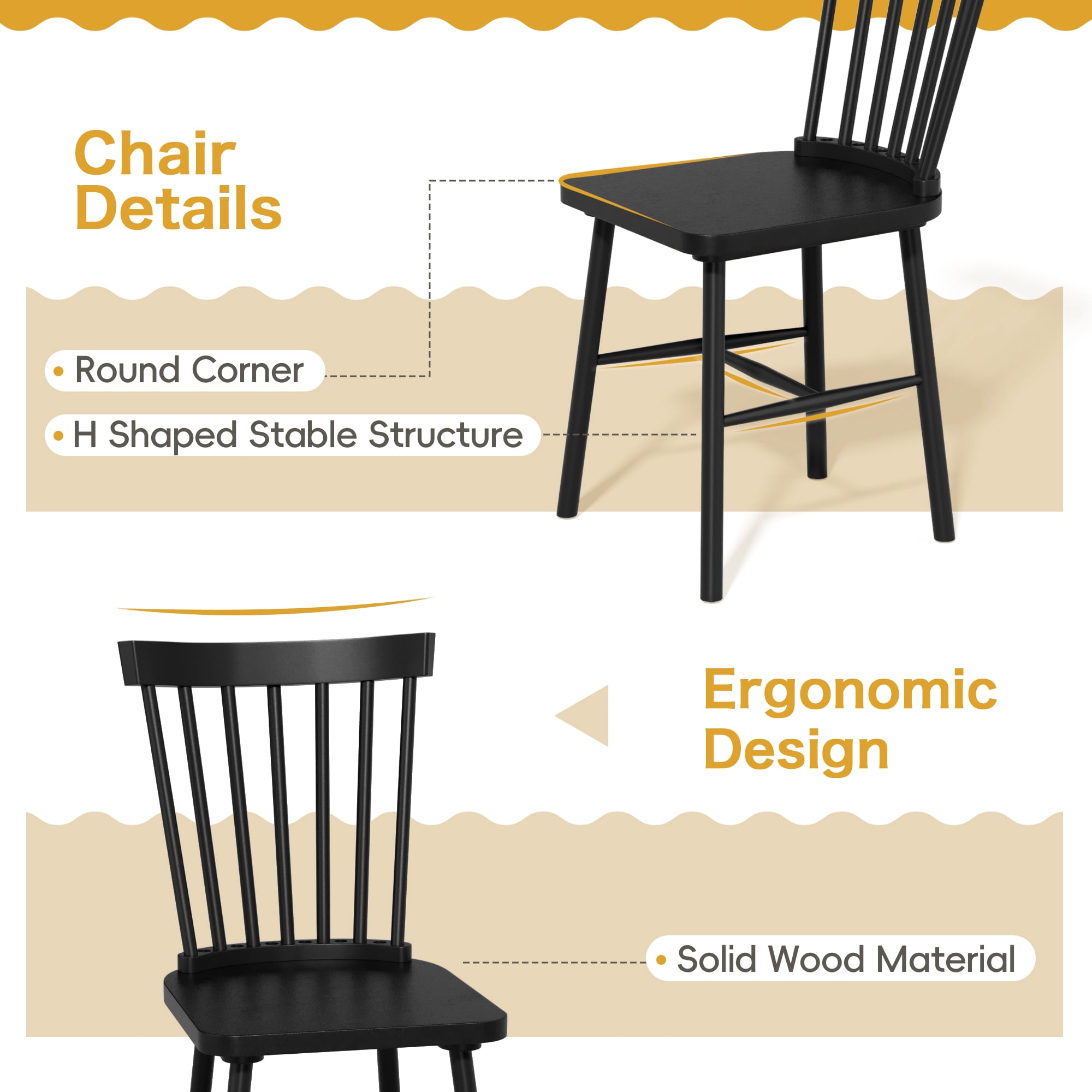 Lacoo Modern Simple Solid Wood Dining Table Set 6-Piece, 1 Table 4 Chairs 1 Bench, Kitchen Dining Room Furniture Set, Multiple Colors Available