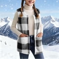 thumbnail image 2 of YOUYEDIAN Plaid Fleece Vest for Girls Casual Warm Fuzzy Sleeveless Jacket Fashion Fluffy Outerwear, 2 of 5