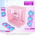 thumbnail image 3 of Gabinete para PC HYXN H1 ATX Mid-Tower con 7 ventiladores PWM ARGB, Type-C, rosa, 3 of 9