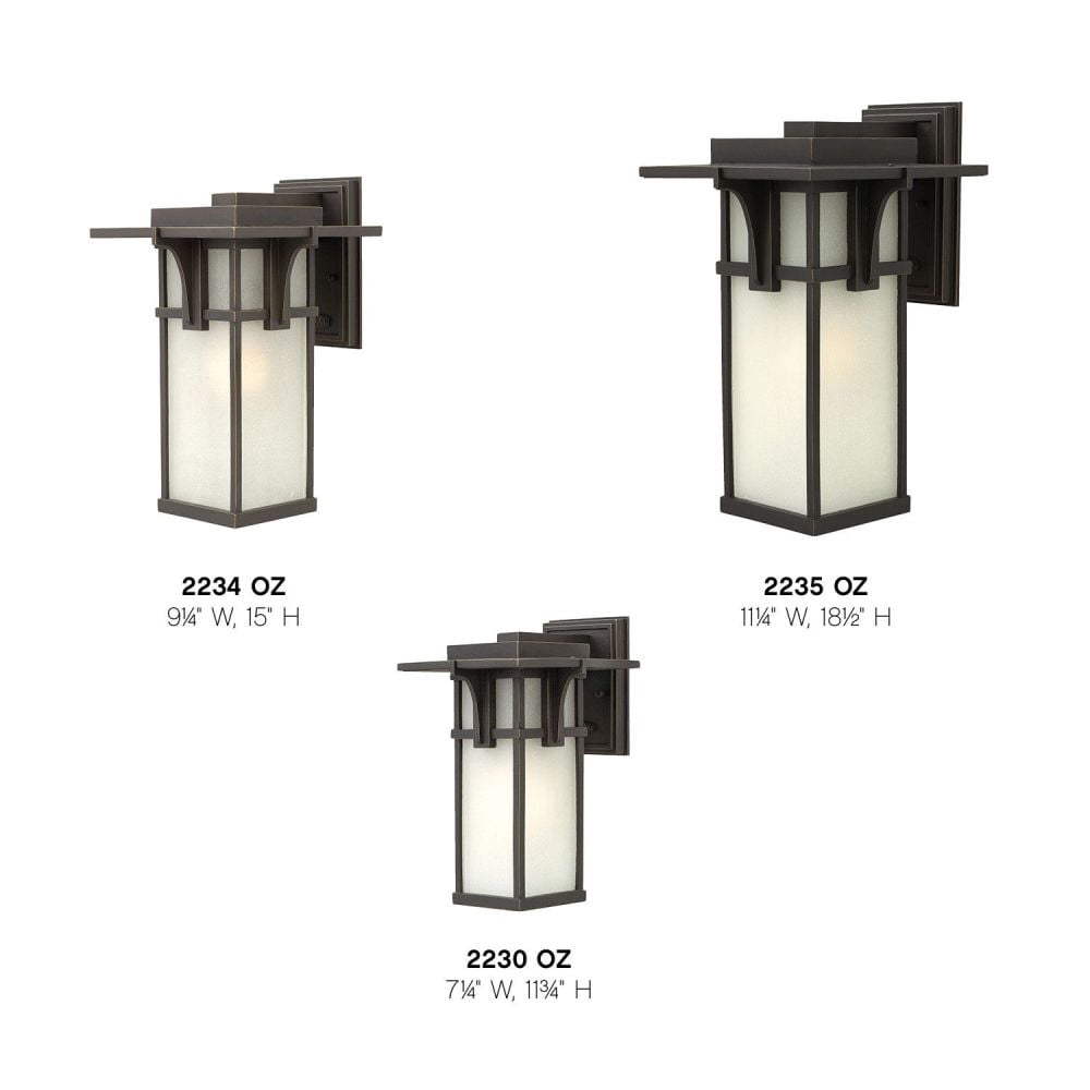 Hinkley Lighting 2234 15" Height 1-Light Lantern Outdoor Wall Sconce with Etched Seedy Shade from the Manhattan Collection