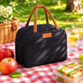 thumbnail image 6 of Clearance! Lunch Bag Foldable Cloth Handle - Lightweight Insulated Thermal Tote, Convenient Storage Bag and Lunch Organizer for Work and Travel,Black, 6 of 7