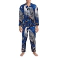 thumbnail image 3 of Lsque Blue Heron Floral Garden Pattern Long Sleeve Pajama Set for Men - Soft 2-Piece Sleepwear and Loungewear Set with Pockets, Comfy Nightwear-Medium, 3 of 7