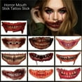 thumbnail image 2 of 10pcs Scary Big Mouth Temporary Tattoo, Halloween Realistic Face Stickers, Multiple Sizes Clown for Adults Kids, Horror Prank Props Make Up Face Decals Cosplay Decor Party Zombie Vampire, 2 of 5