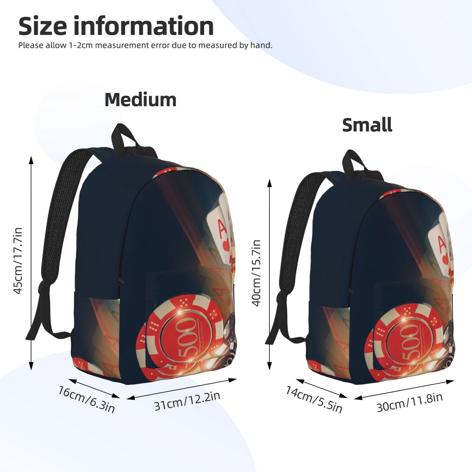 Ratiio Casino Poker Chips Print Canvas Backpack for Women & Men Retro Aesthetic Rucksack Basic Backpack for High School/College Students Travel Laptop Bag