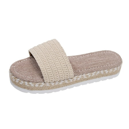 

LUOGENLI Women s Slippers Size 11-12 Women s Summer Fashion Open Toe Knitted Roman Sandals Slippers Casual Comfortable out Beach Slippers Women s Slippers Size 7/8 with Arch Support White 42