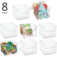 thumbnail image 2 of Plastic Household Storage Organizer Bins with Open Dip Front for Kitchen, Bedroom, Bathroom, Office, Craft or Playroom Organization - Hold Toys, Books, Legos - Ligne Collection, 8 Pack - Clear, 2 of 9