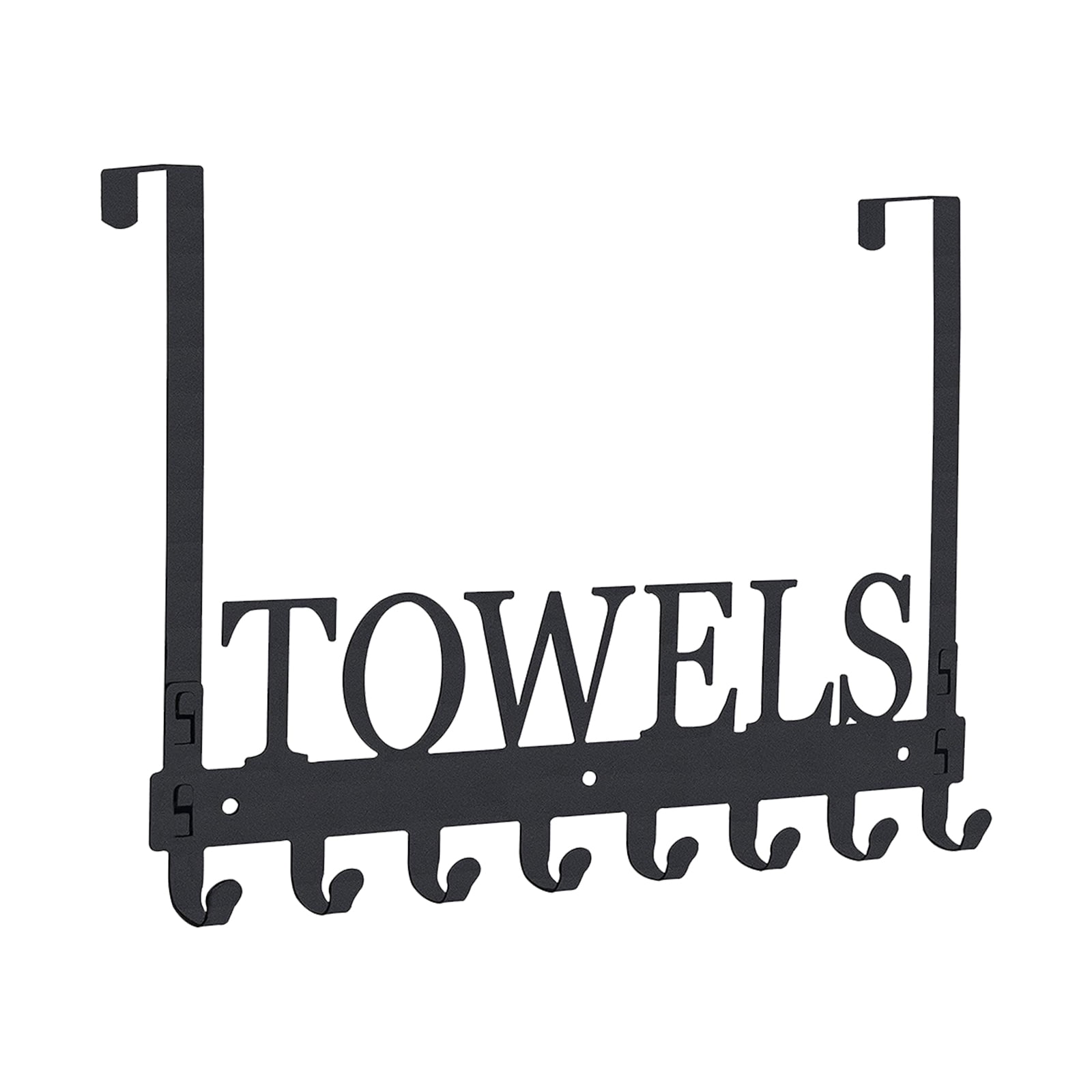 Walmeck 2 In 1 Over Door Hooks Wall Mount Towel Rack Towel Hooks for Bathroom Sturdy Iron Door