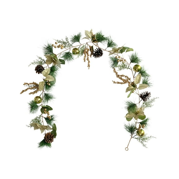 JeashCHAT Christmas Garland Hanging Vine Garland Artificial Pine Needles Garland with Berries and Pinecones, Christmas Decorations Home Mantel Fireplace Holiday Party Decor, 68.9inch