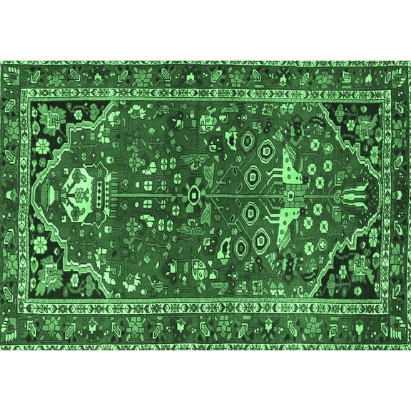 Ahgly Company Indoor Rectangle Persian Emerald Green Traditional Area Rugs, 5' x 7'
