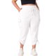 thumbnail image 4 of Pantalones cargo de mujer de talla grande Agnes Orinda con cintura elástica y cordón, con bolsillos, 1X, blancos, 4 of 6