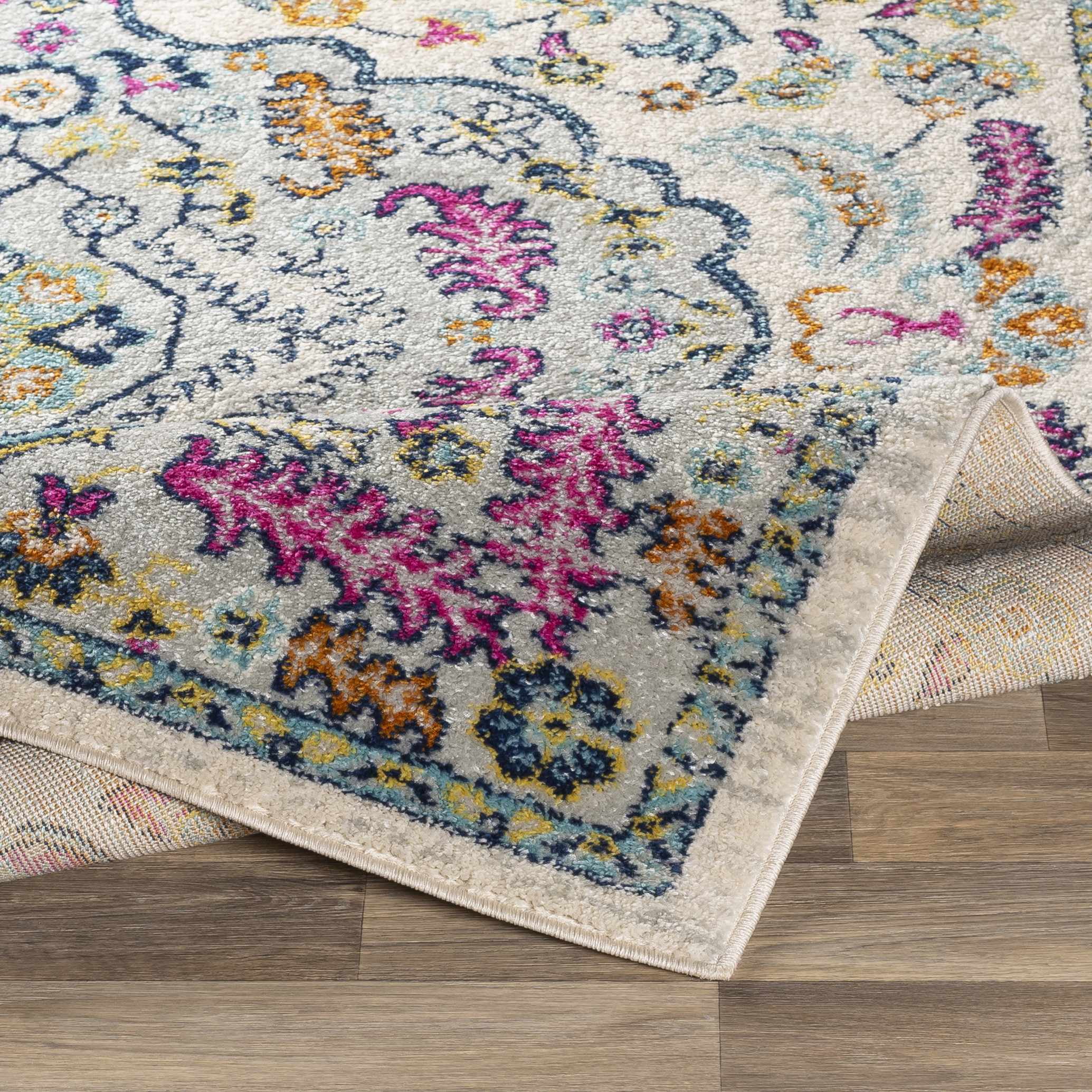 Hauteloom Errol Living Room, Bedroom Area Rug - Bohemian/Global - Blue, Orange - 7'10" x 10'3"