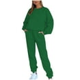 thumbnail image 2 of Fanxing Sweatsuits 2pcs Sets Womens Under $20.00 Pink Women 2 Piece Sets Tracksuits Green Crewneck Pullover Sweatshirt Outfits Solid Oversized Jogging Pants Prime Day Deals Clearance, 2 of 7