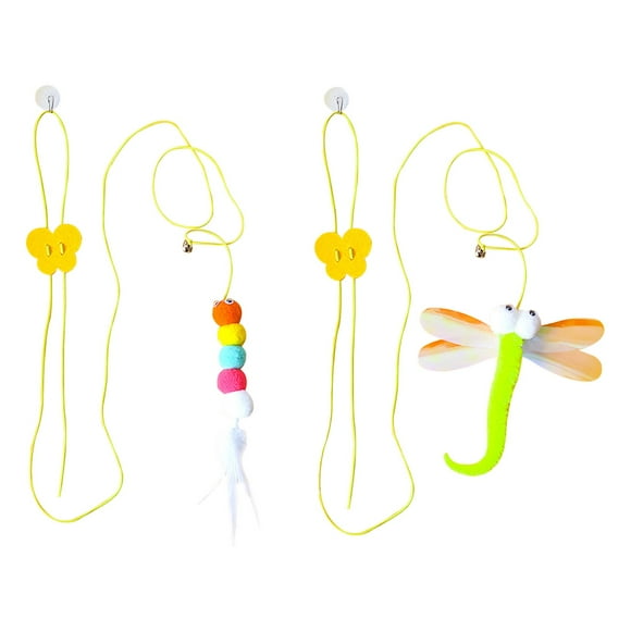 Yinanstore 2x Cat Toy Hanging Door Type Cat Supplies Feather Toys For Door Cat Cage