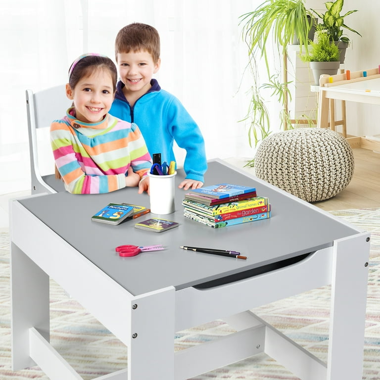 Gdlf Kids Art Table and Chairs Set Craft Table with Large Storage Desk and Portable Art Supply Organizer for Children Ages 8-12, 47 L x 30 W