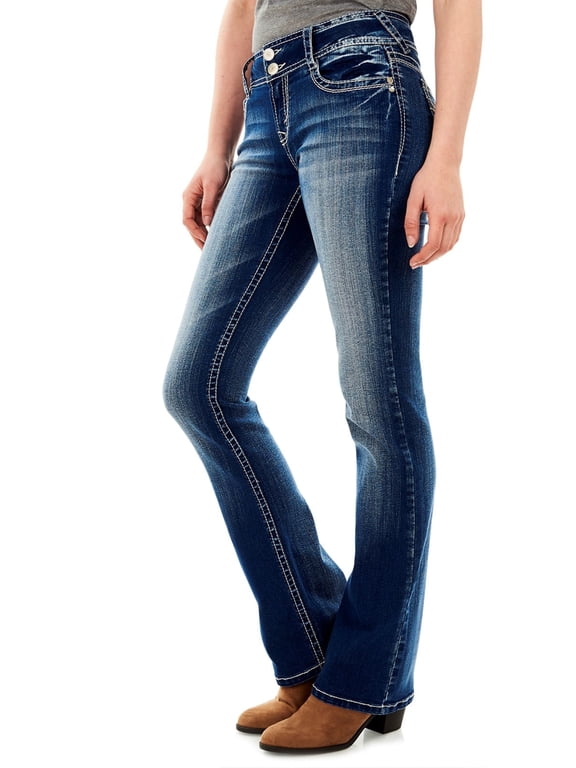 Women's Luscious Curvy Bootcut Mid-Rise Insta Stretch Juniors Jeans (Standard and Plus)
